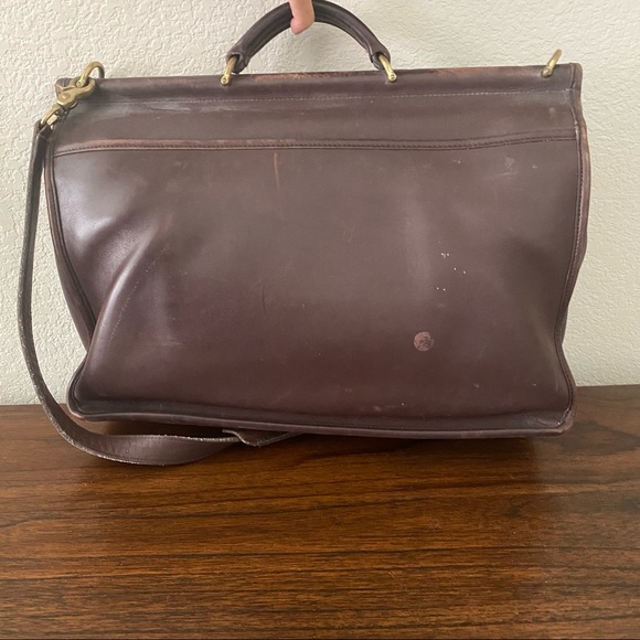 Vintage Brown Glove Tan Leather Beekman Laptop Briefcase Crossbody Turn Lock Bag - Picture 10 of 15